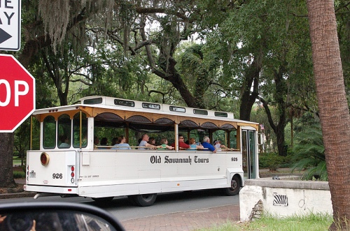 We took a tour of Savannah. Well, we tailed this tour bus through downtown for a bit and took the 'free' tour.