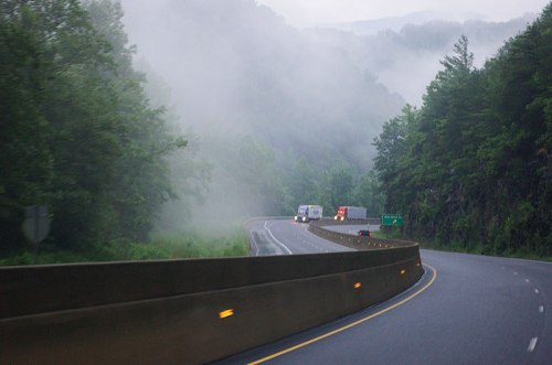 One of the coolest parts of the drive, rolling through the fog in the mountains.
