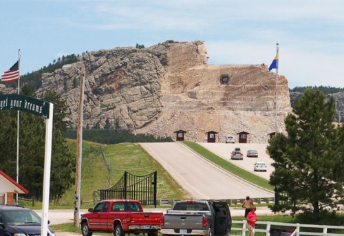 Dubbed the worlds largest mountain carving, The Crazy Horse Monument is on the way to Mt. Rushmore.